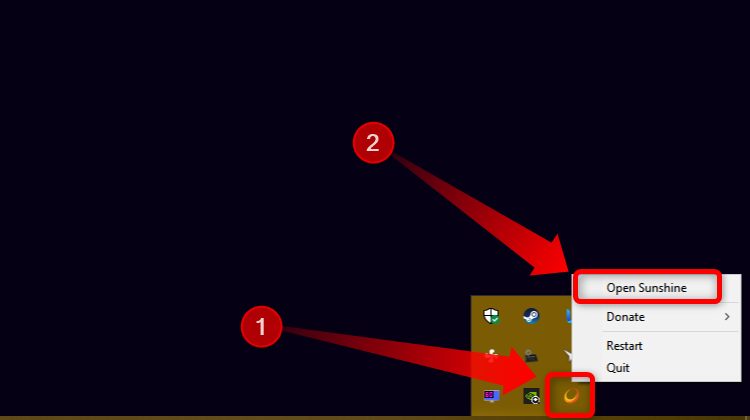 Sunshine icon on Windows taskbar.