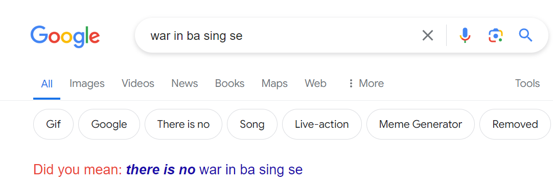 The Google search results for 'war in Ba Sing Se'