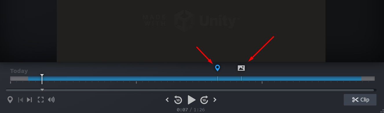 Timeline marker in Steam recording.