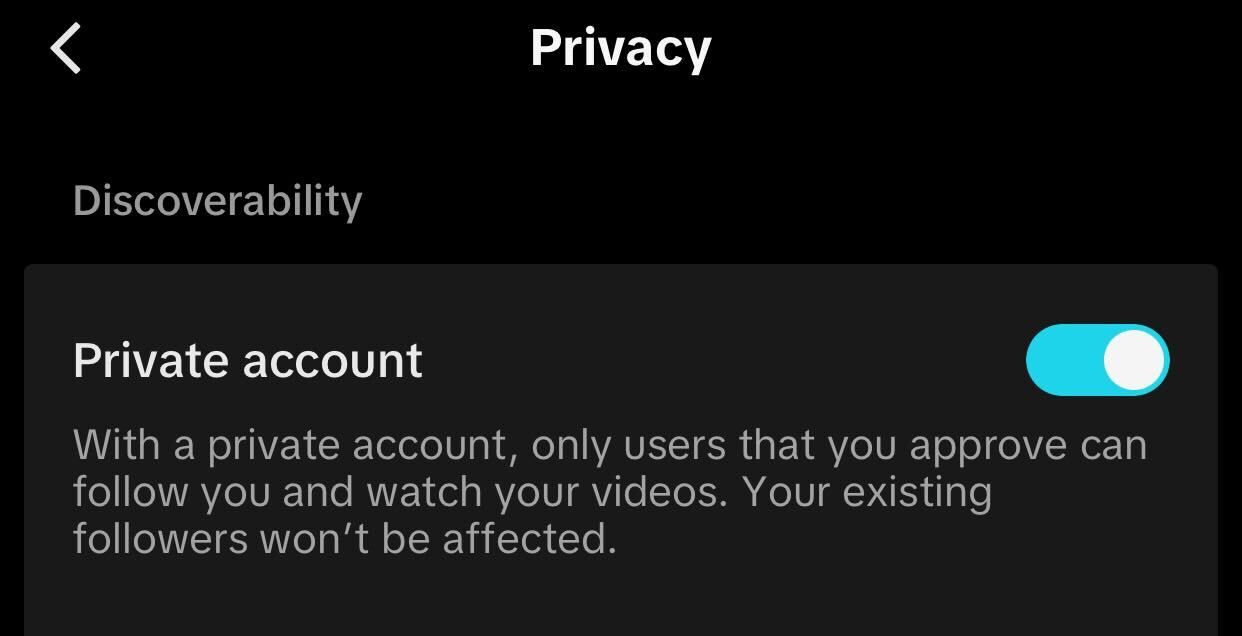 Making a TikTok Acconut Private.