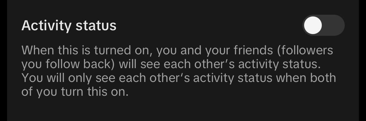Disabling Activity Status in TikTok Settings.