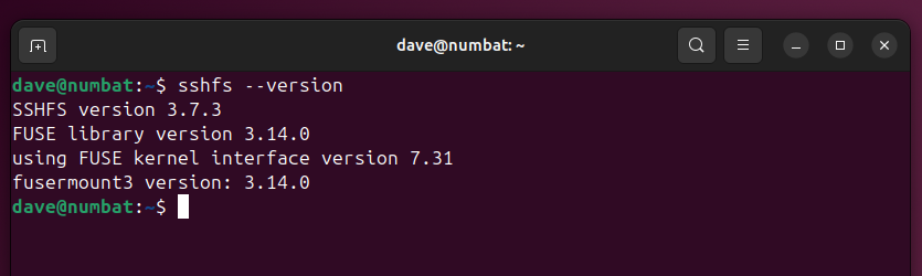 Using the &ndash;version option to discover the version of SSHFS.
