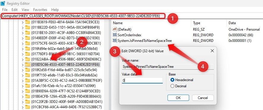 Hiding OneDrive Icon from File Explorer by tweaking Registry Editor.