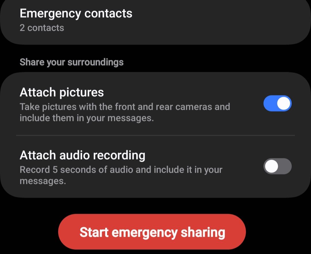 Launch the Emergency Sharing feature in your Android settings.