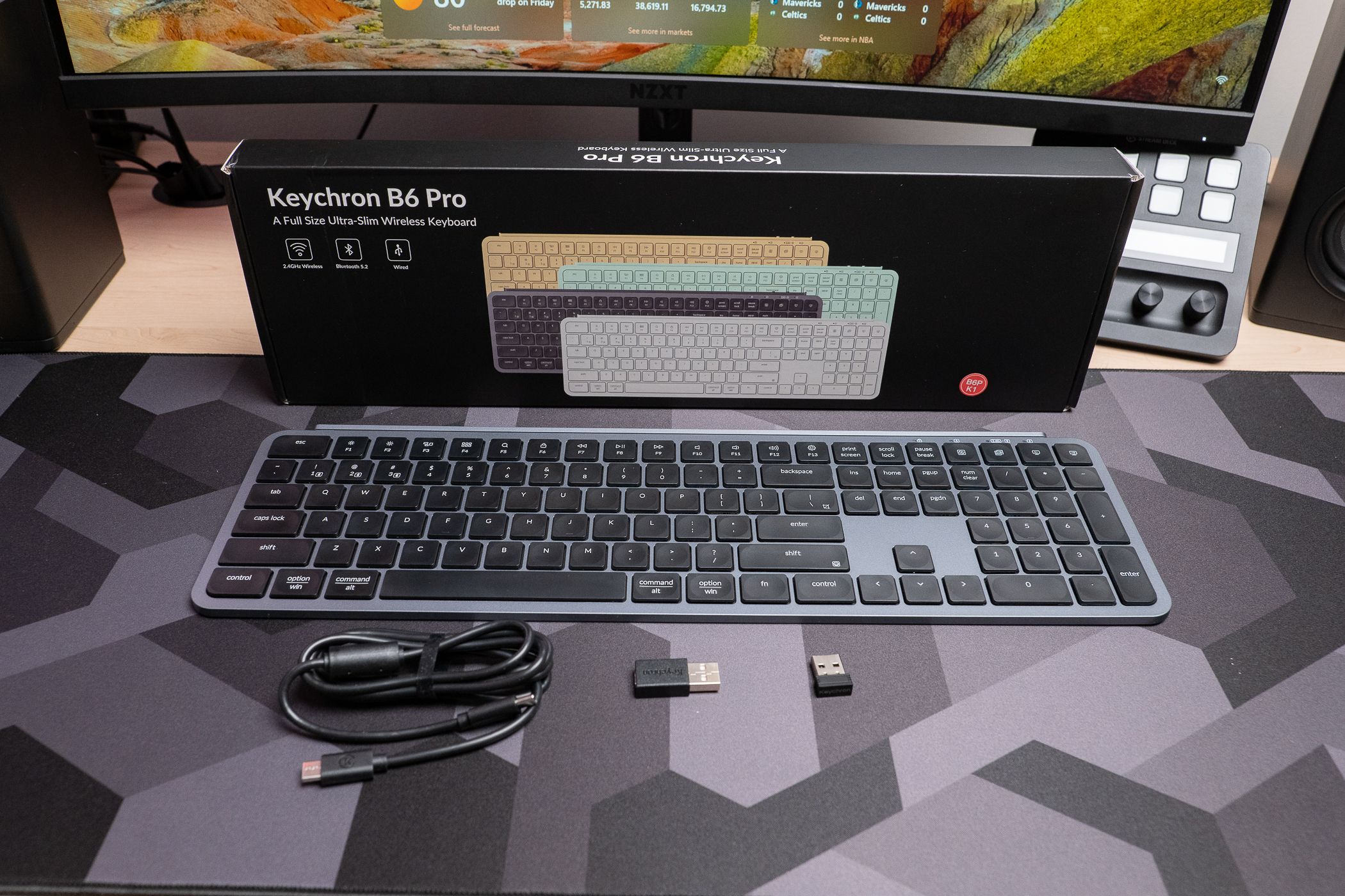 The Keychron B6 Pro with accessories and box