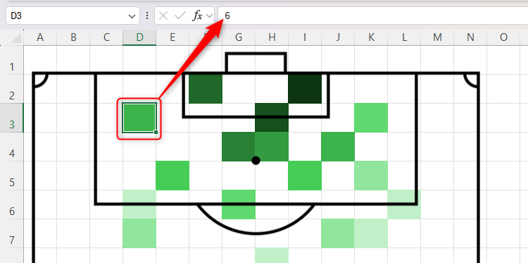 A cell selected in Excel, with its value showing in the formula bar despite not being displayed in the cell.