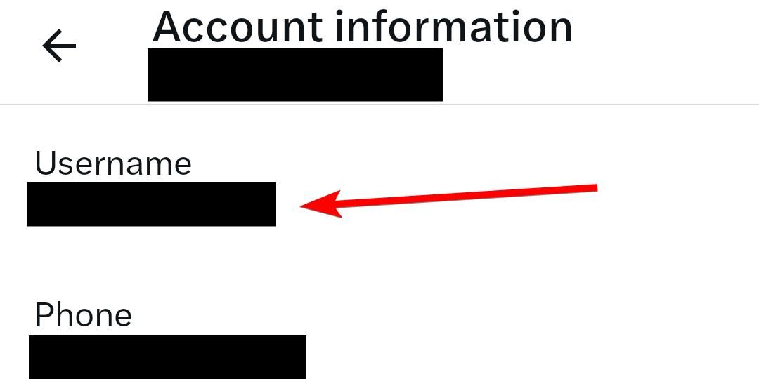 Tapping the username option in settings in the X app on Android.