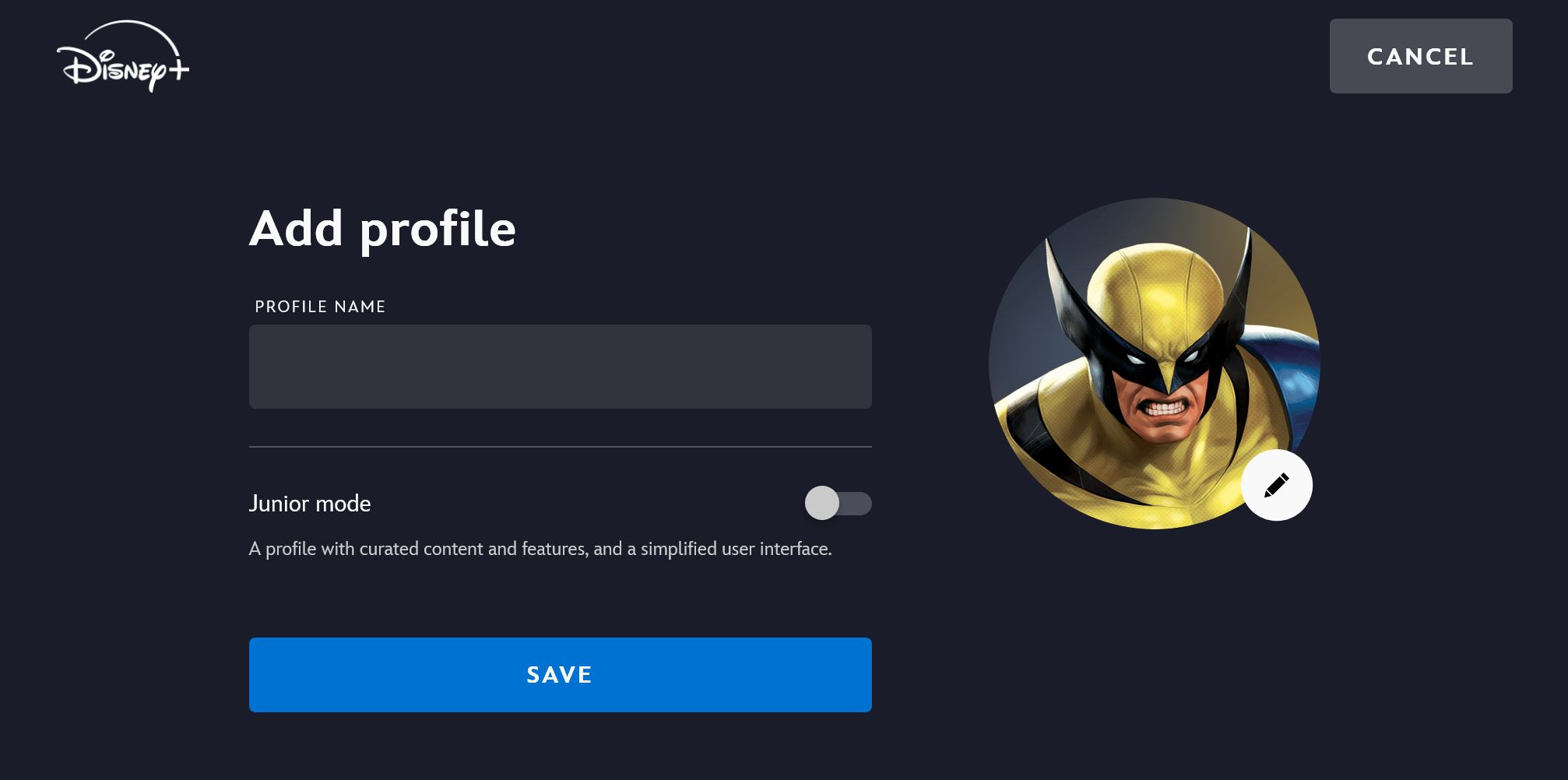 Add a new profile on Disney+.