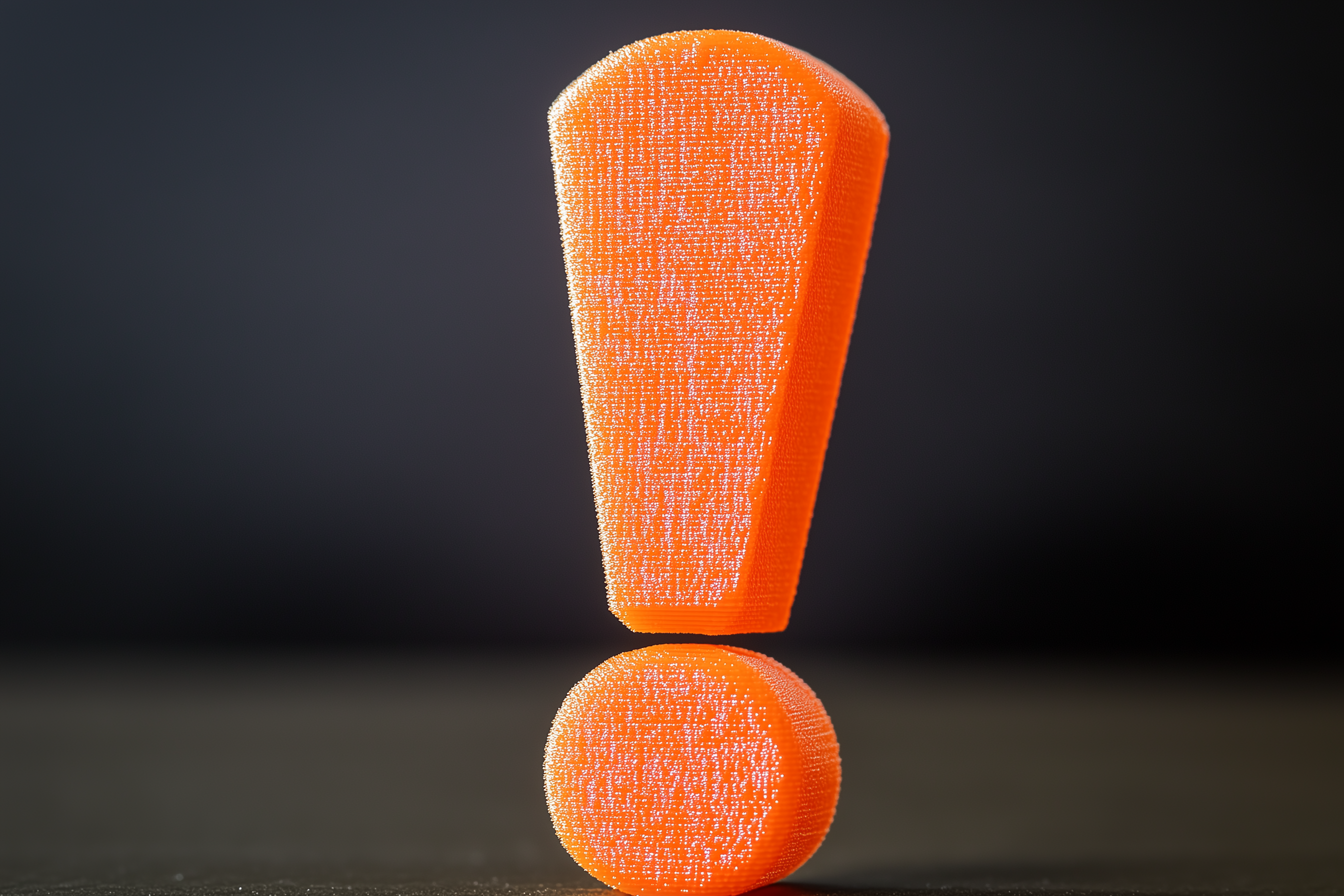 An AI-generated imaged of a 3D-printed exclamation mark