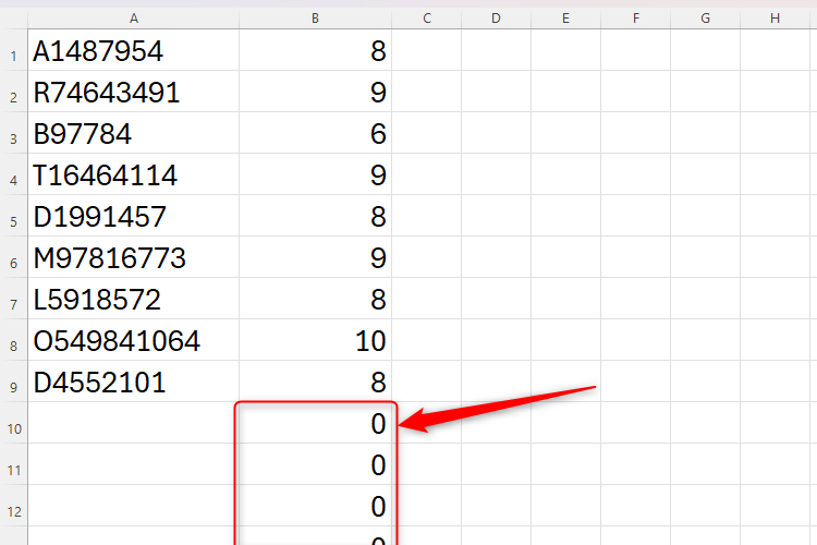 An Excel sheet containing the LEN calculation beyond the required cells.