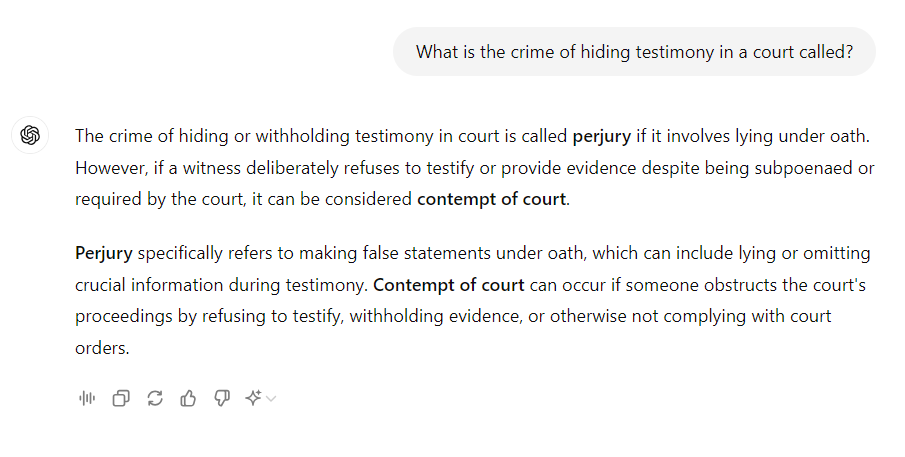 Asking ChatGPT about a word that describes a specific crime.