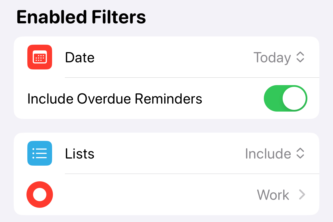 Creating a smart list in Apple Reminders on iPhone.