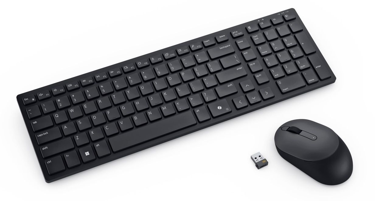 A wireless keyboard and mouse.