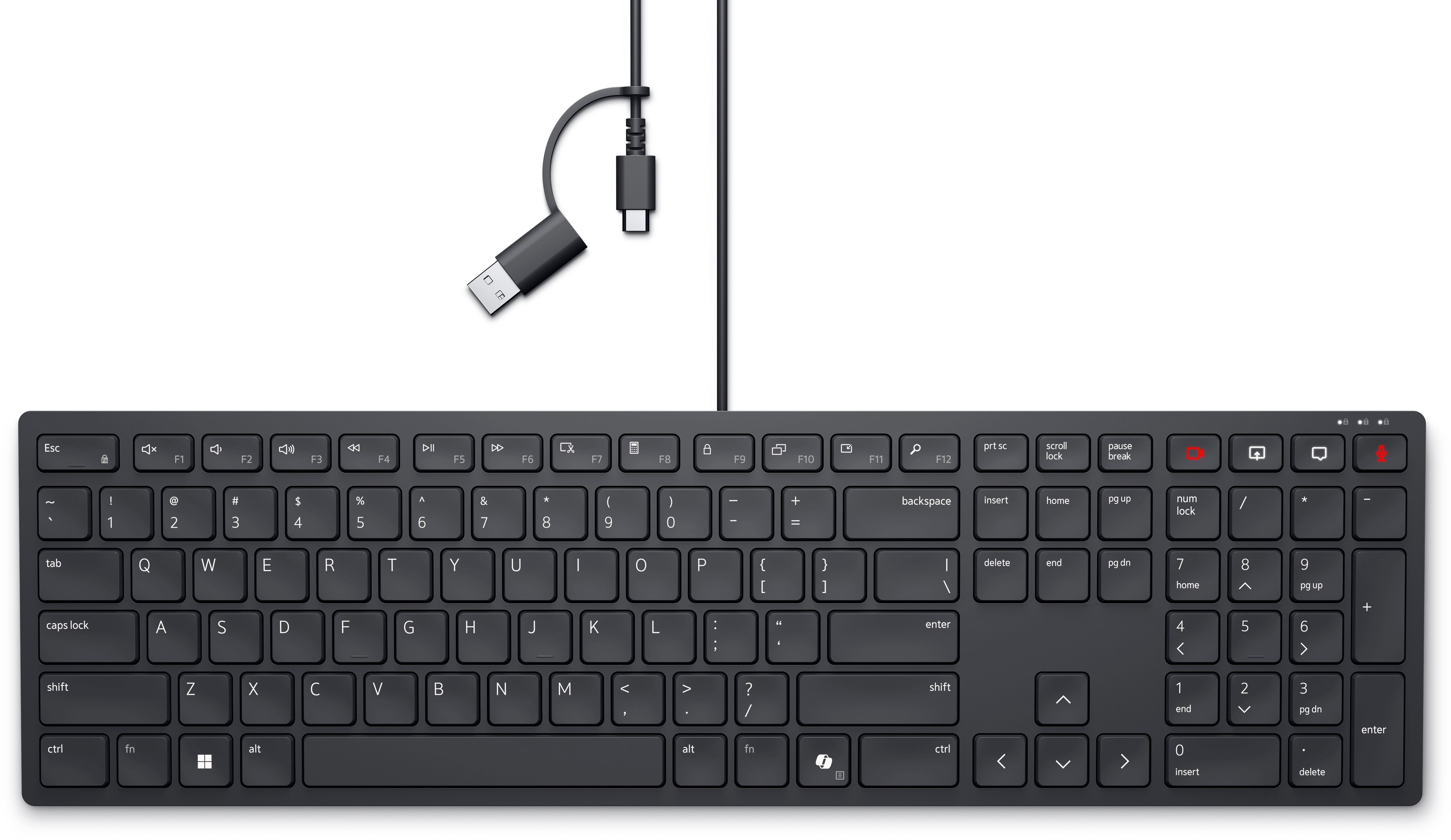 Keyboard with a cable attached.