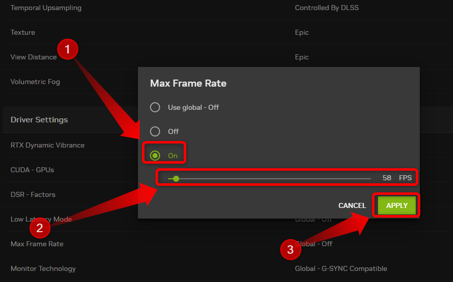 Tweaking maximum frame rate in the NVIDIA app. 