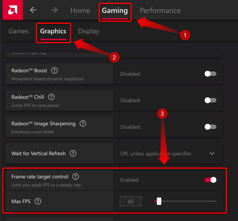 Frame rate limiter tool in AMD software. 