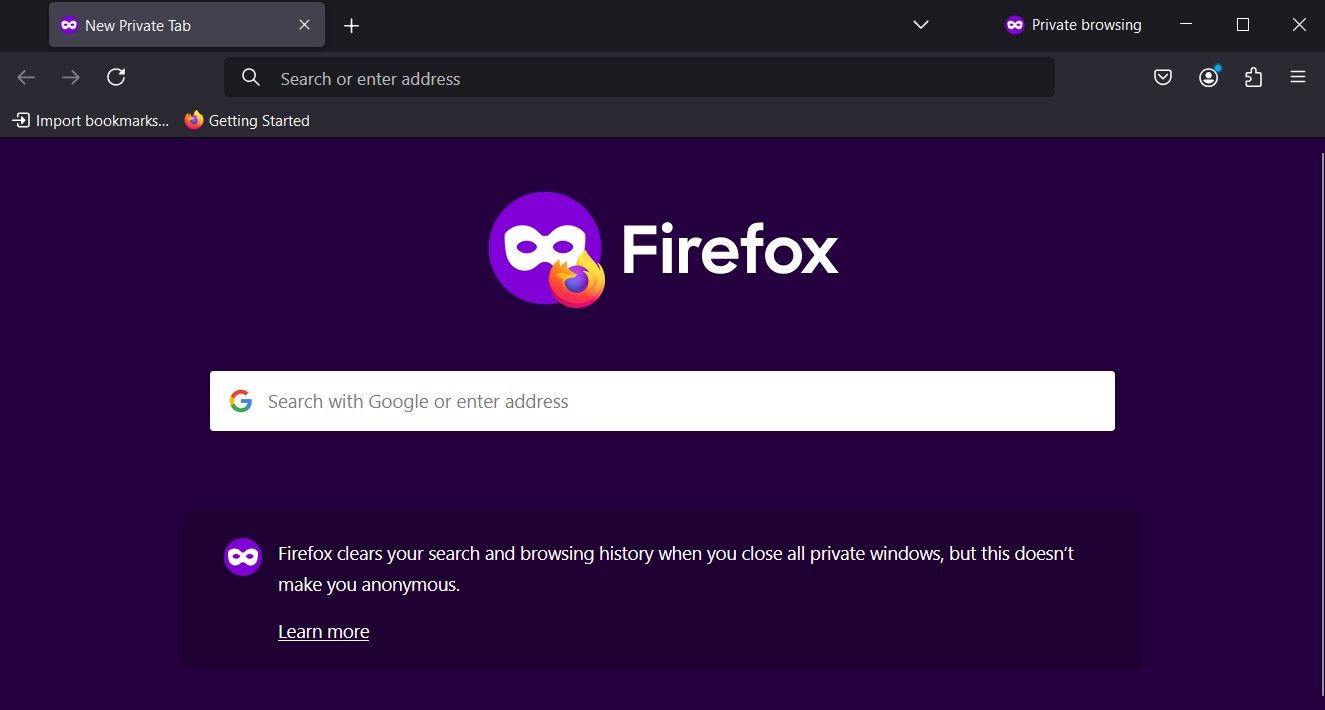 Firefox Private Browsing window.