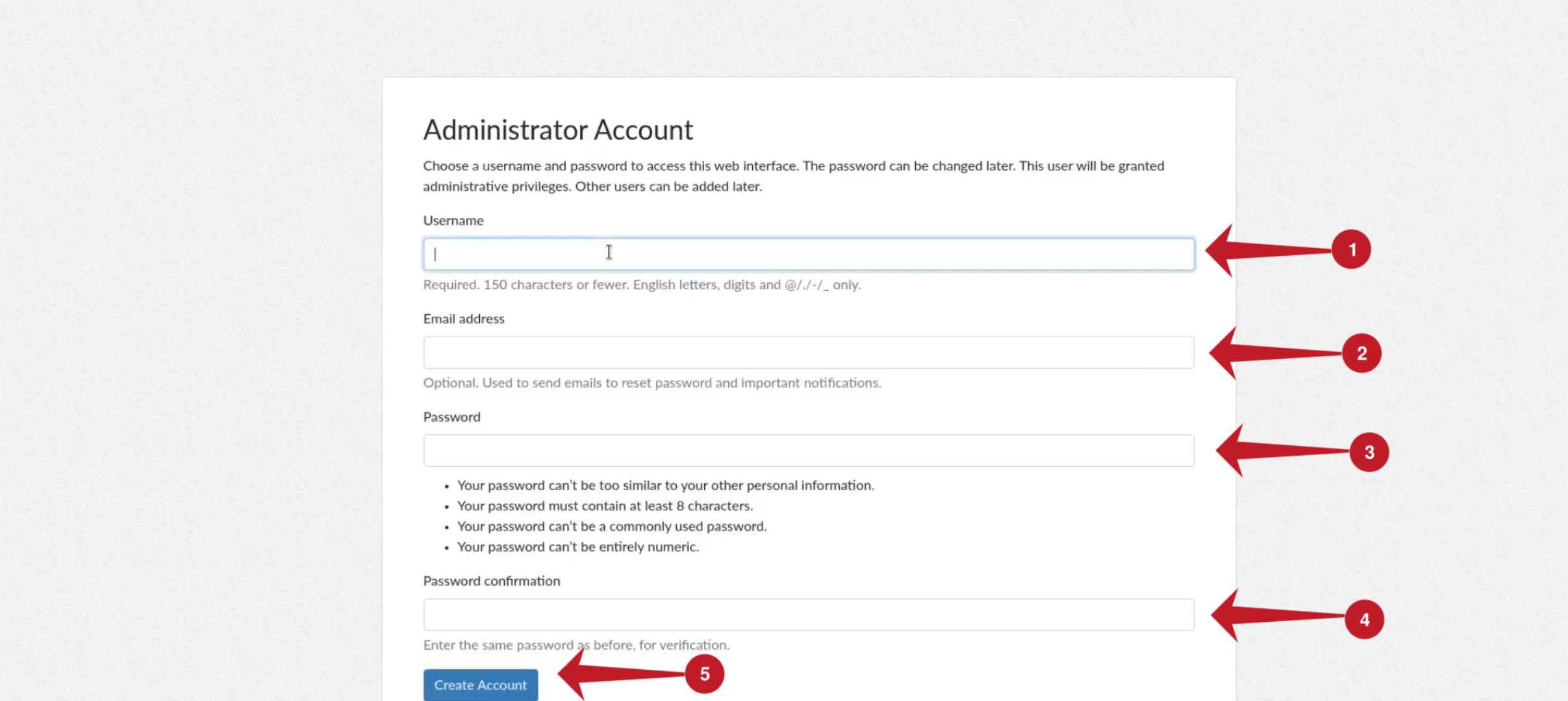 Freedombox account setup.