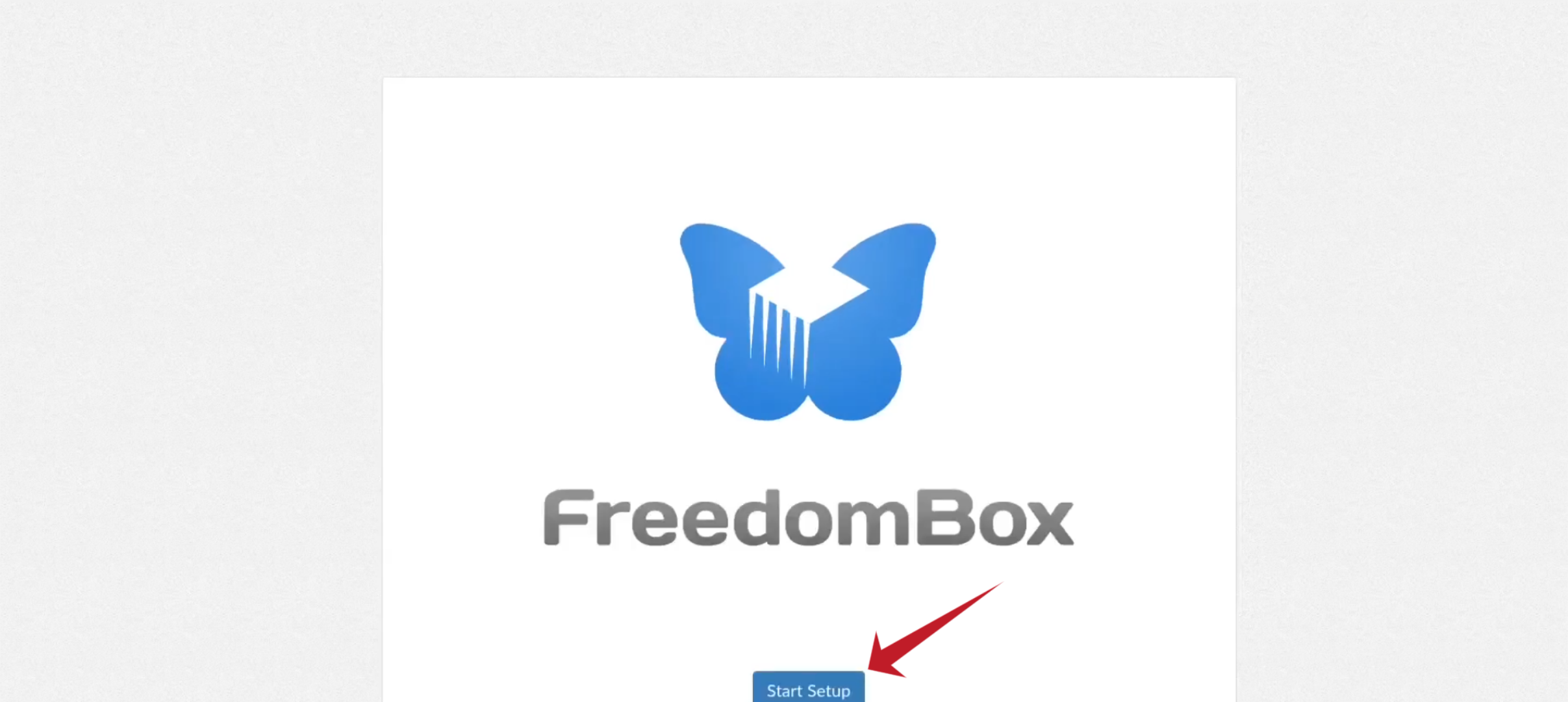 Freedombox "start setup" button.