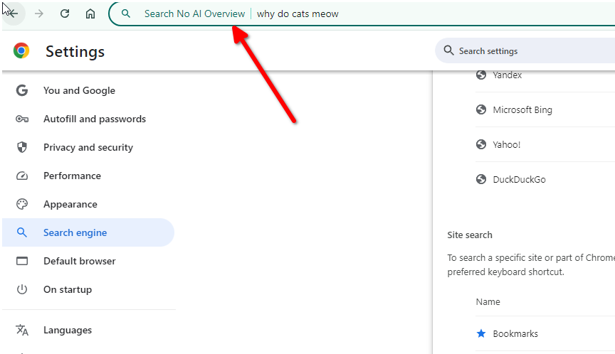 Shortcut custom search engine in Chrome.