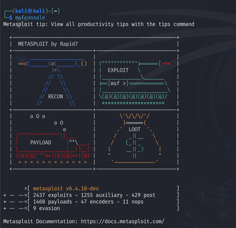 Metasploit in Kali Linux.