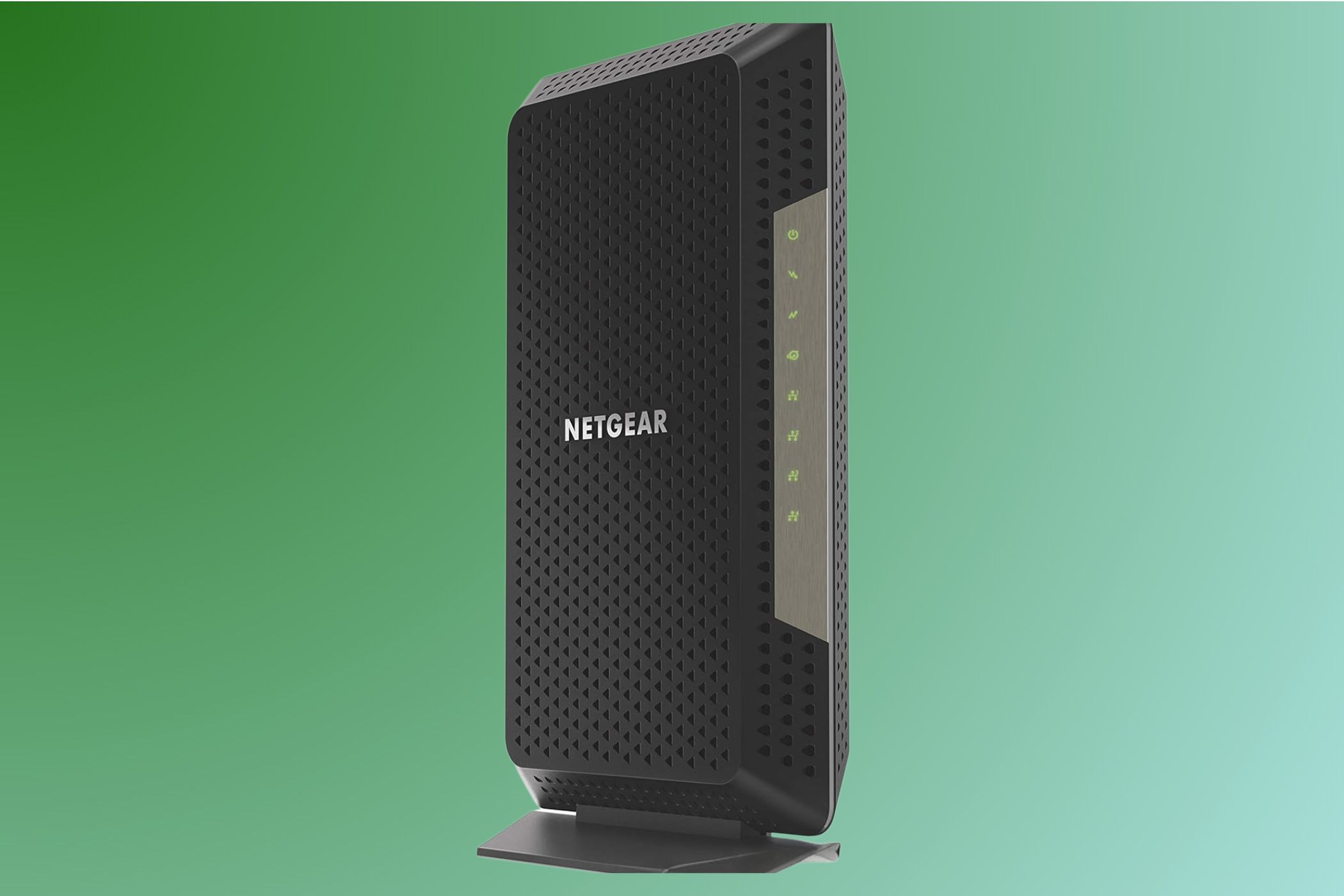NETGEAR Nighthawk Cable Modem CM1200 on a gradient background