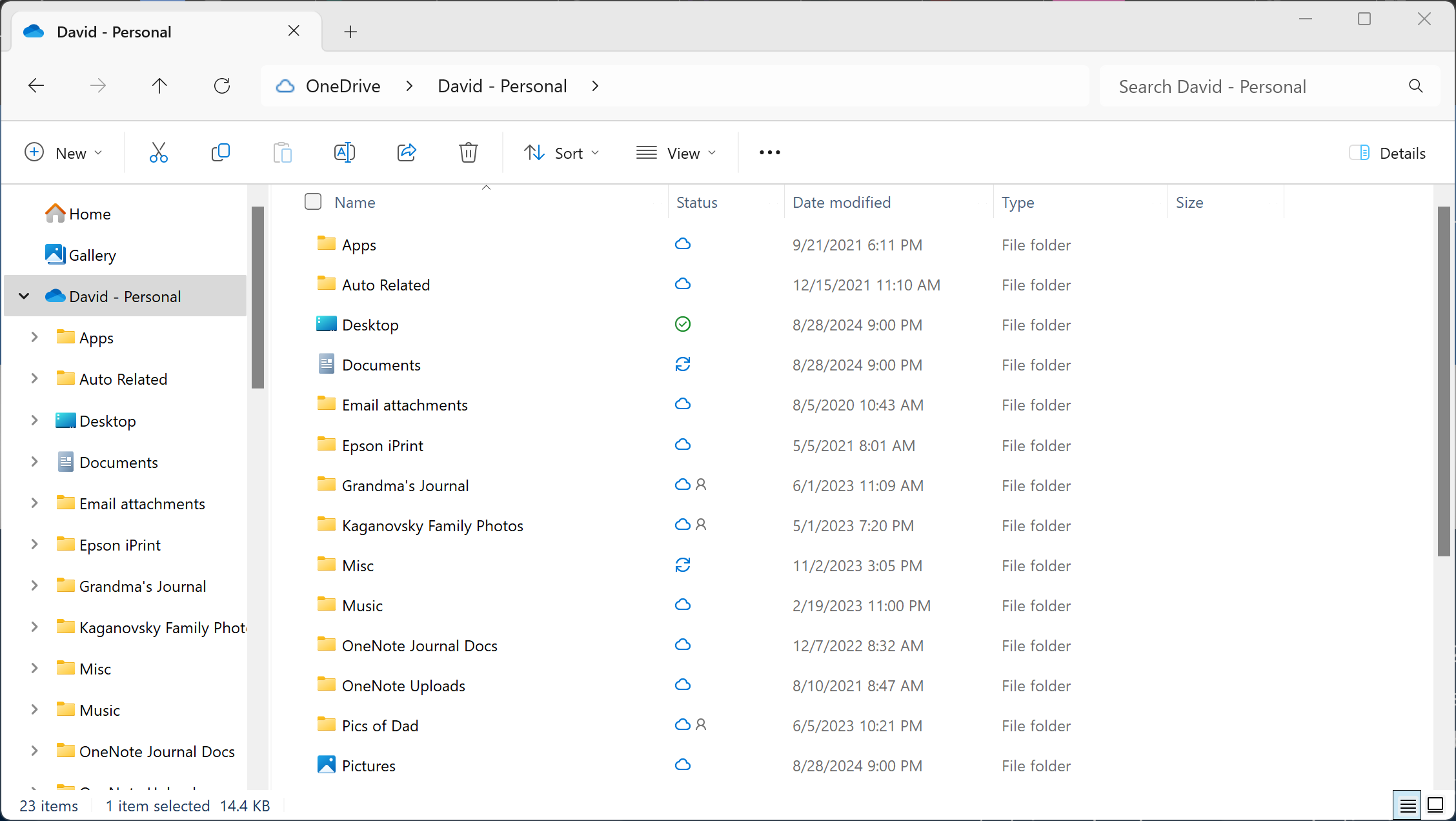 Image of OneDrive in File Explorer.