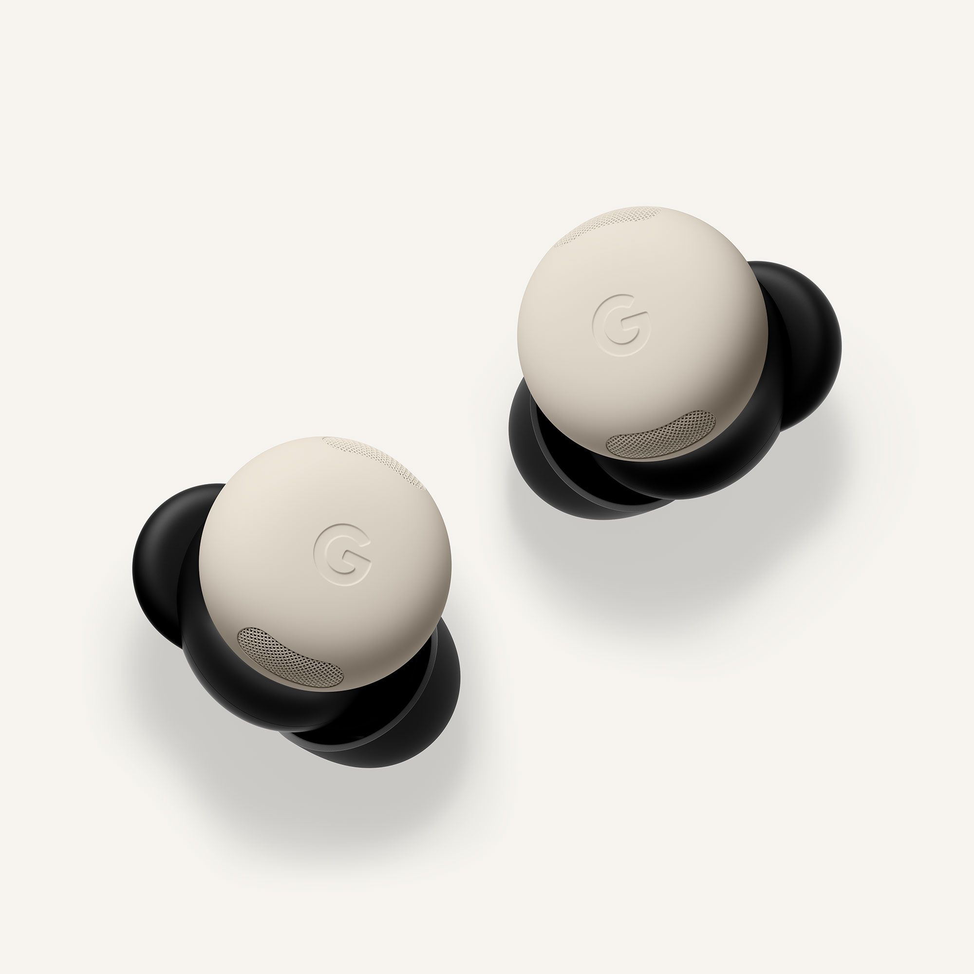 Porcelain Google Pixel Buds Pro 2 on a white background