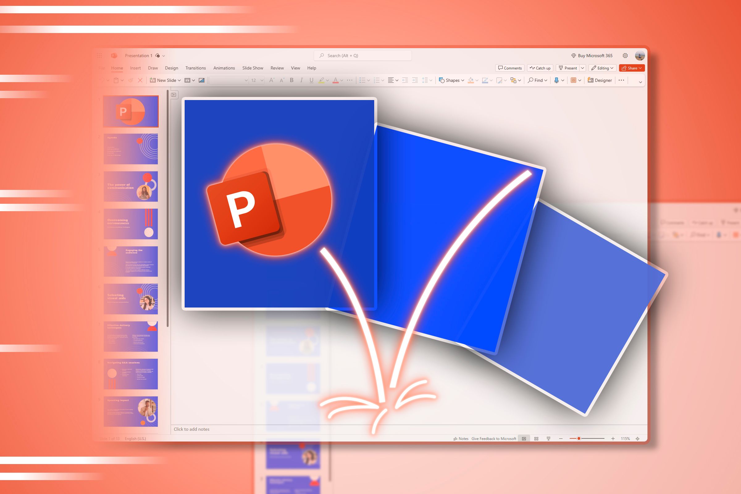 PowerPoint window with some transitions and animations.