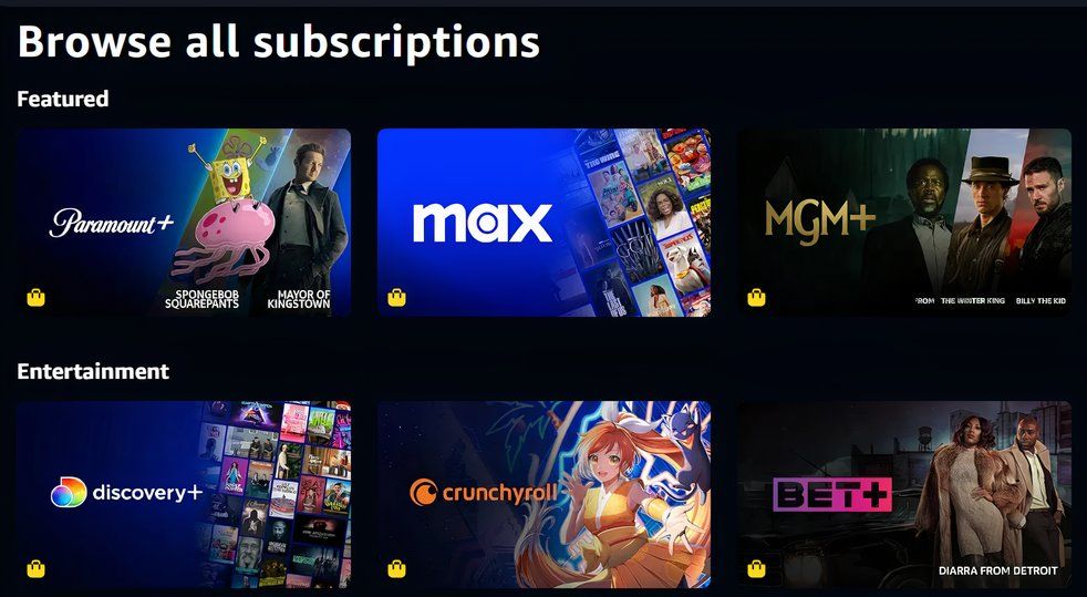 Prime Video sub screen.