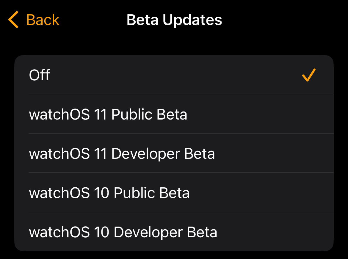 Disabling beta watchOS updates in the Watch app for iPhone.