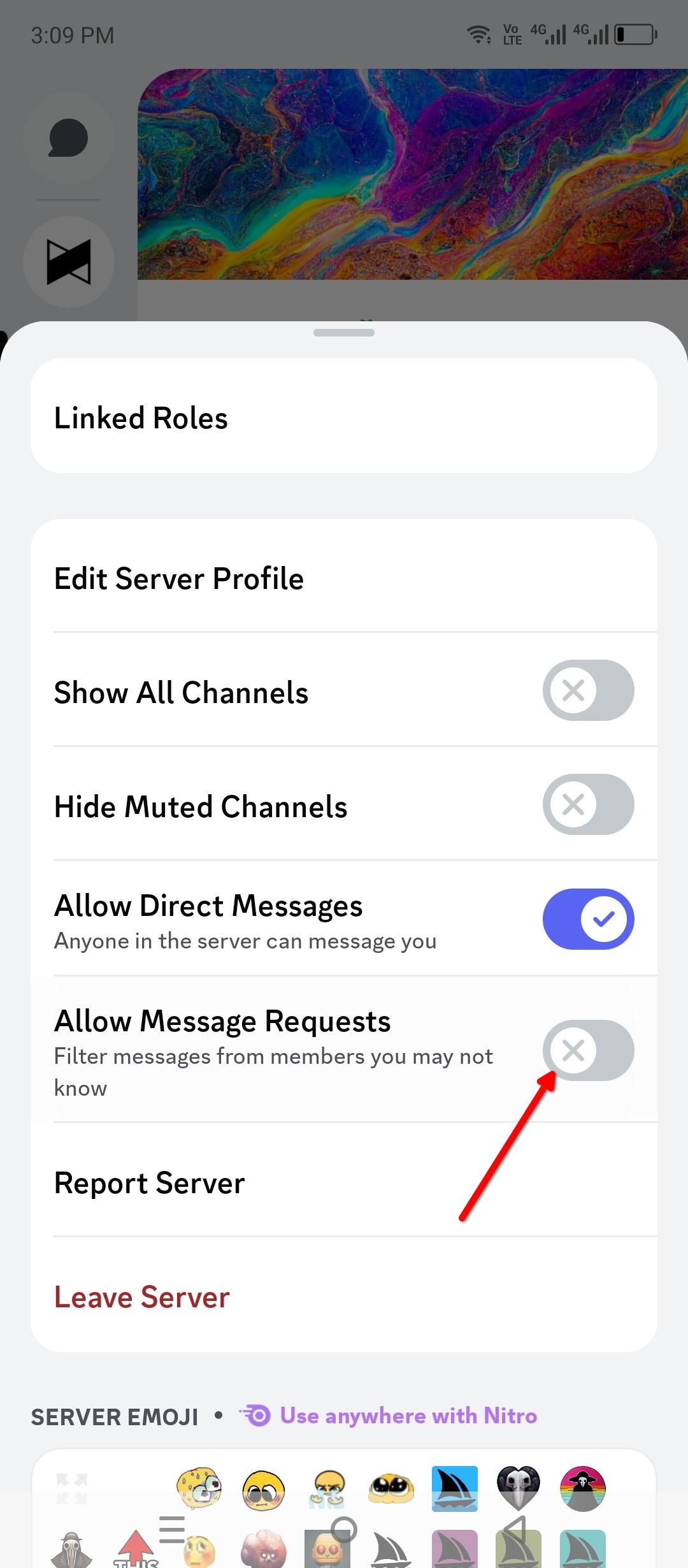 Disabling Message Requests on Discord mobile.