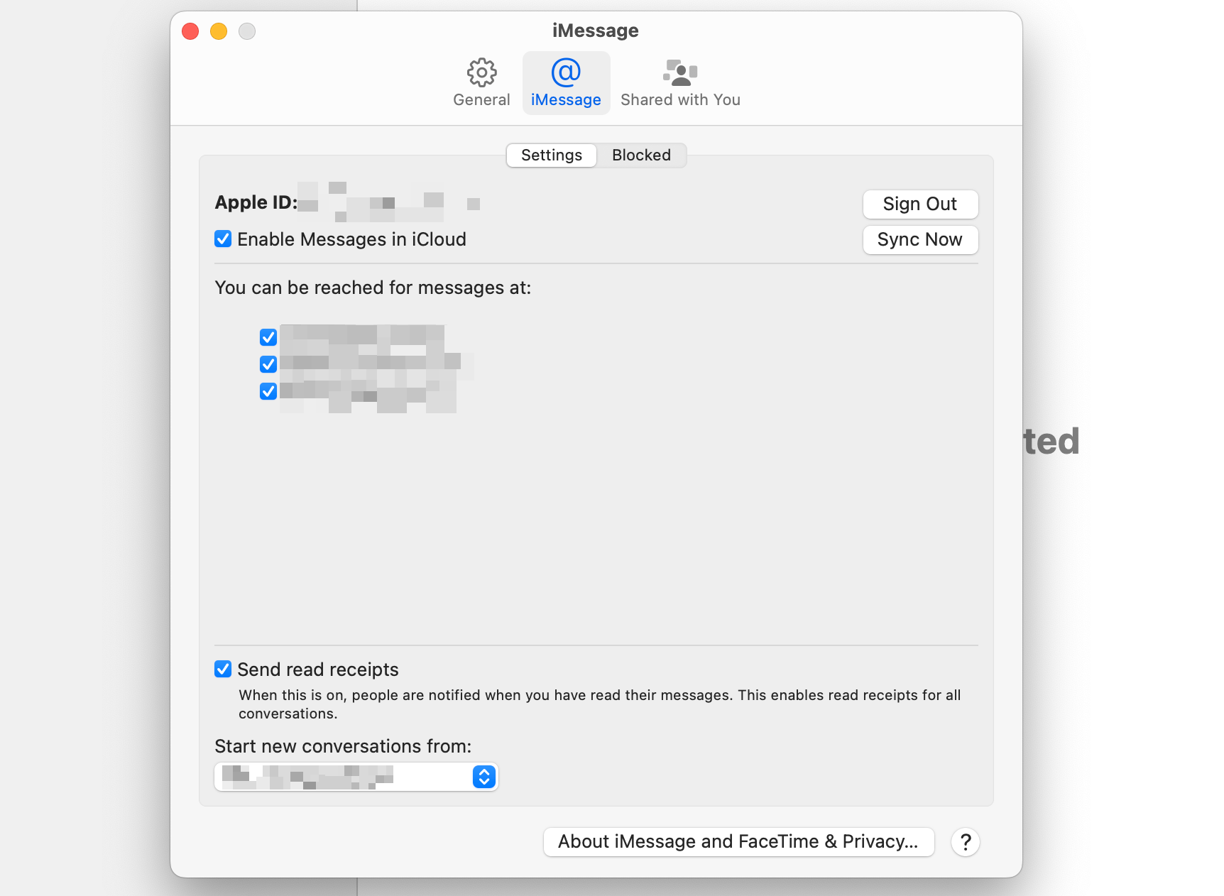 Set up an email address in Messages on Mac.