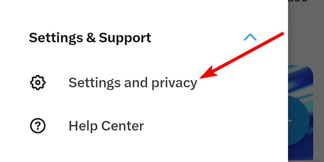 The "Settings and Privacy" on the X app on Android.