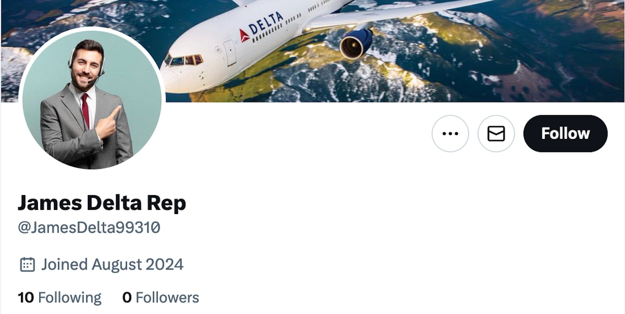 Fake representative account page is displayed "Joined August 2024."