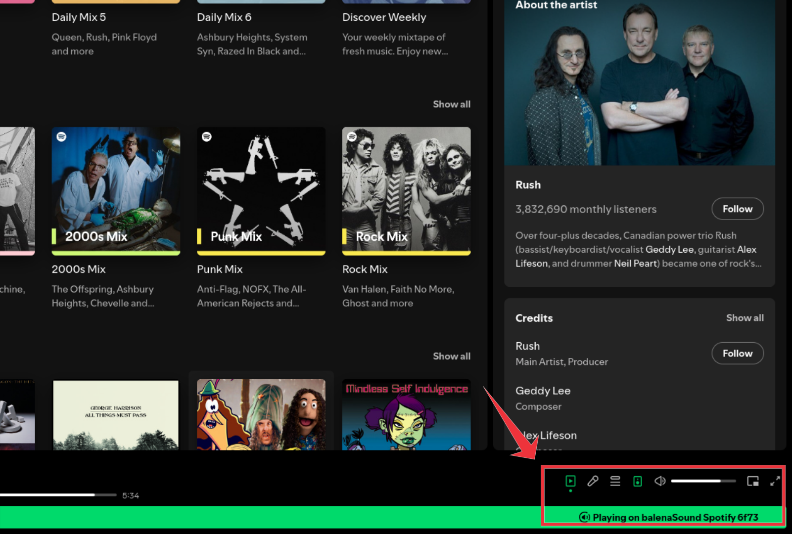 Spotify outputting to the Pi.