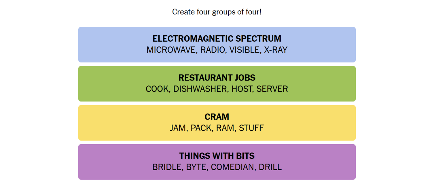 The words for August 7 sorted into the correct groups