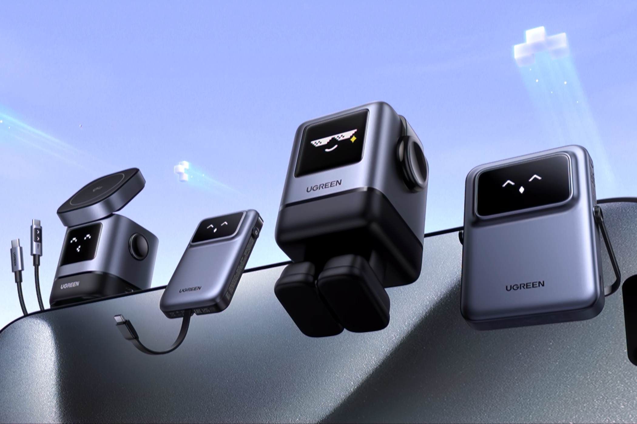 Ugreen Uno Series devices lined up and jumping off of mobile device