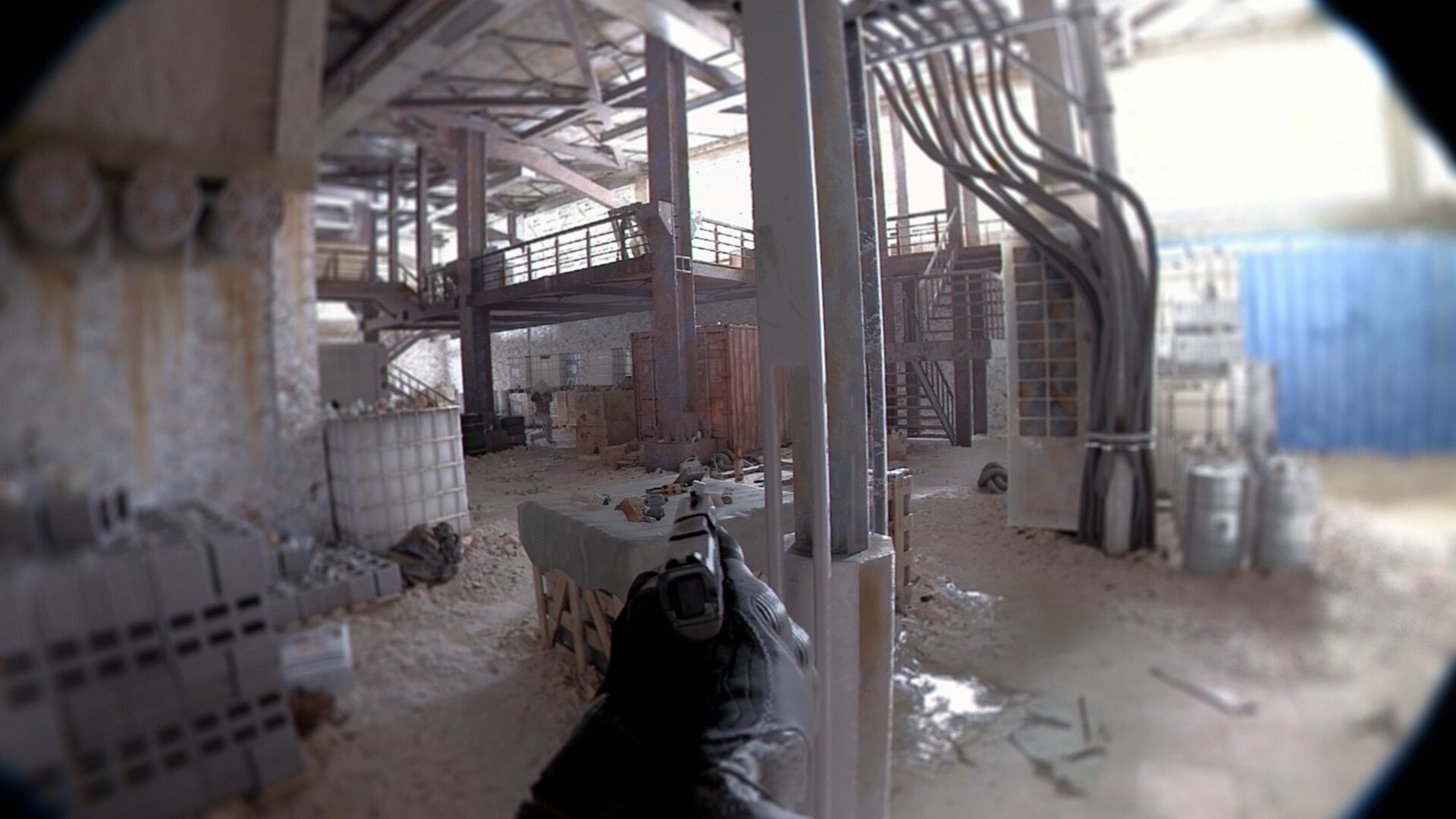 A screenshot from the game Unrecord showing what appears to be photorealistic bodycam footage.