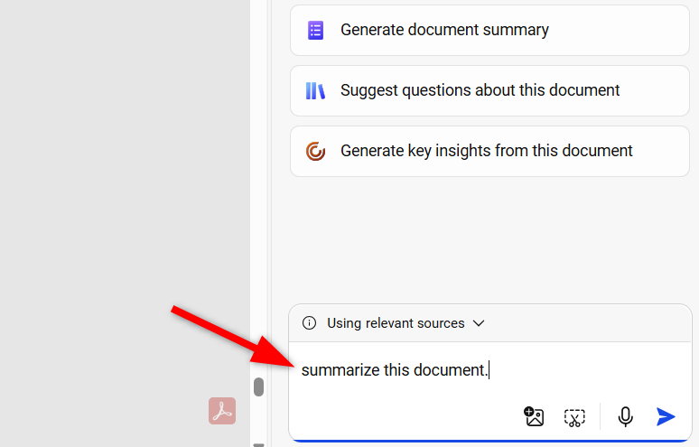 Using Copilot in Microsoft Edge to generate summary of opened PDF file.-1