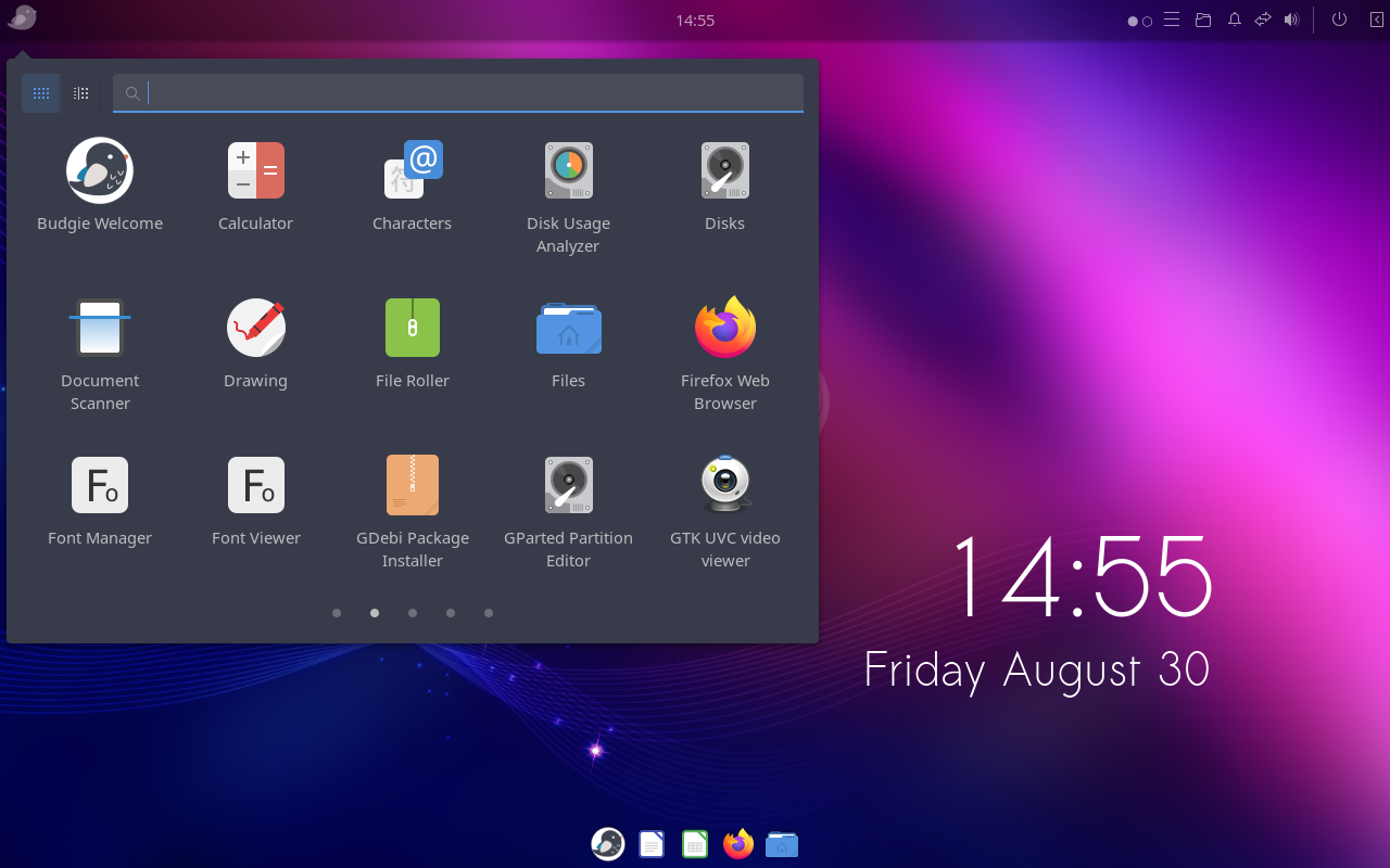 Ubuntu Budgie start menu.