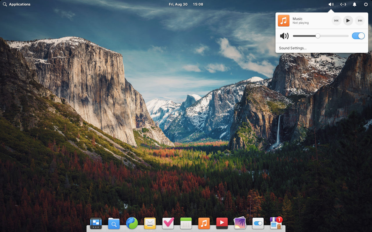 Elementary OS control panel.