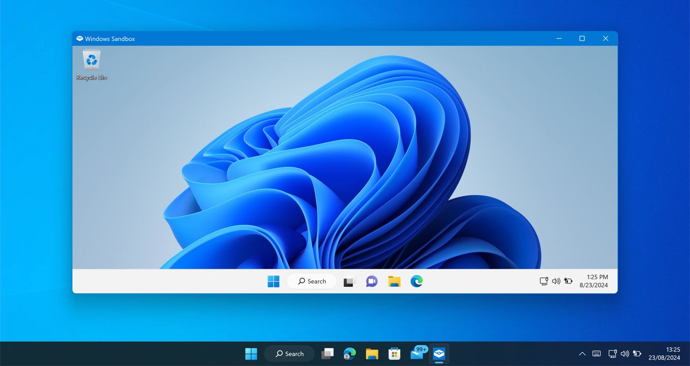 An open Windows Sandbox window on a Windows 11 PC