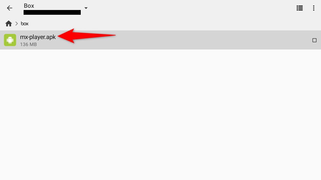 The MX Player APK highlighted on Box.