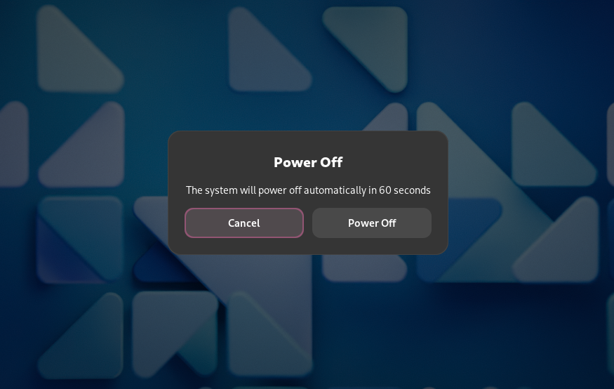 The GNOME 47 Power Off dialog.