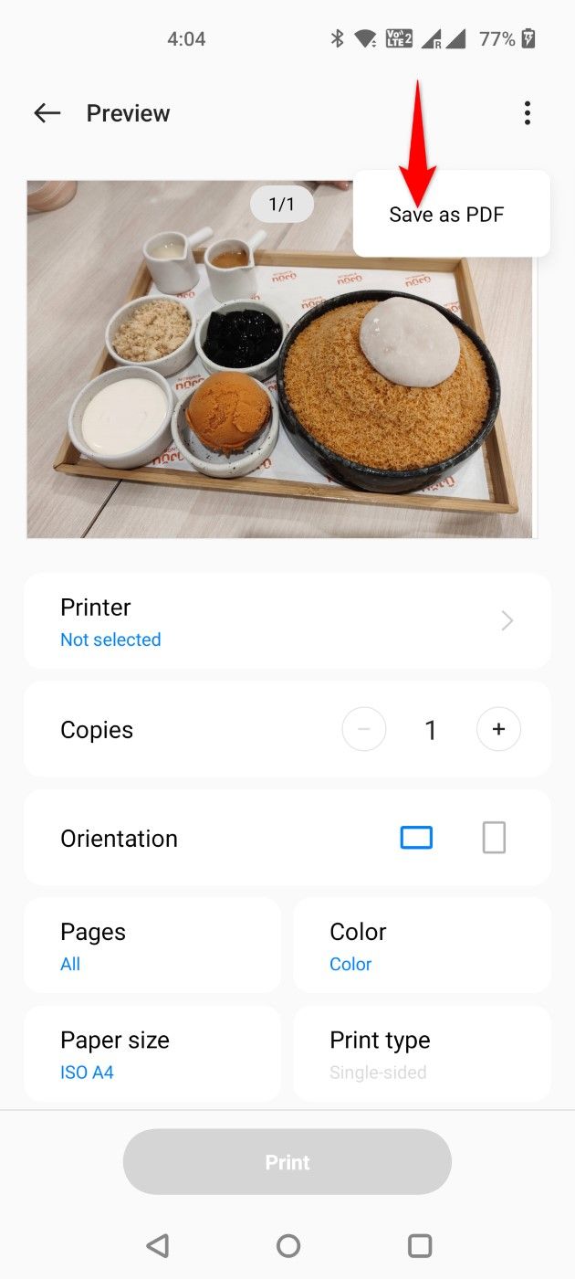 'Save as PDF' highlighted in Google Photos.
