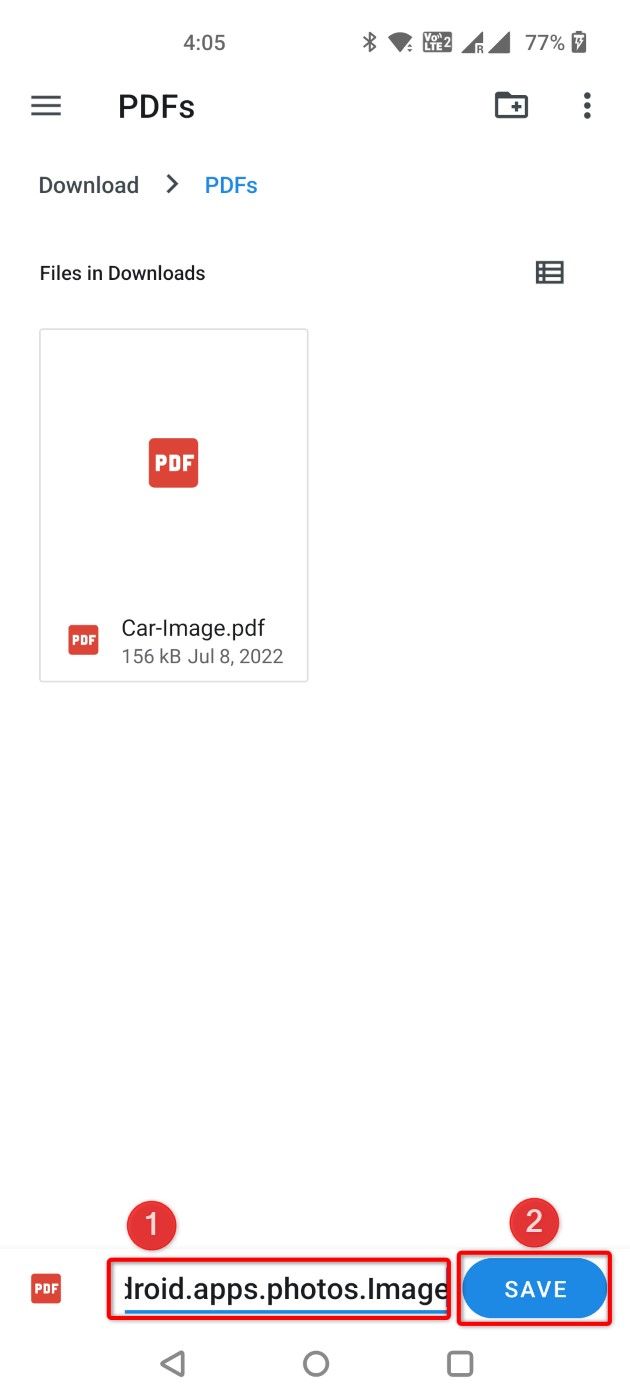 Choose the folder to save PDF in from Google Photos.