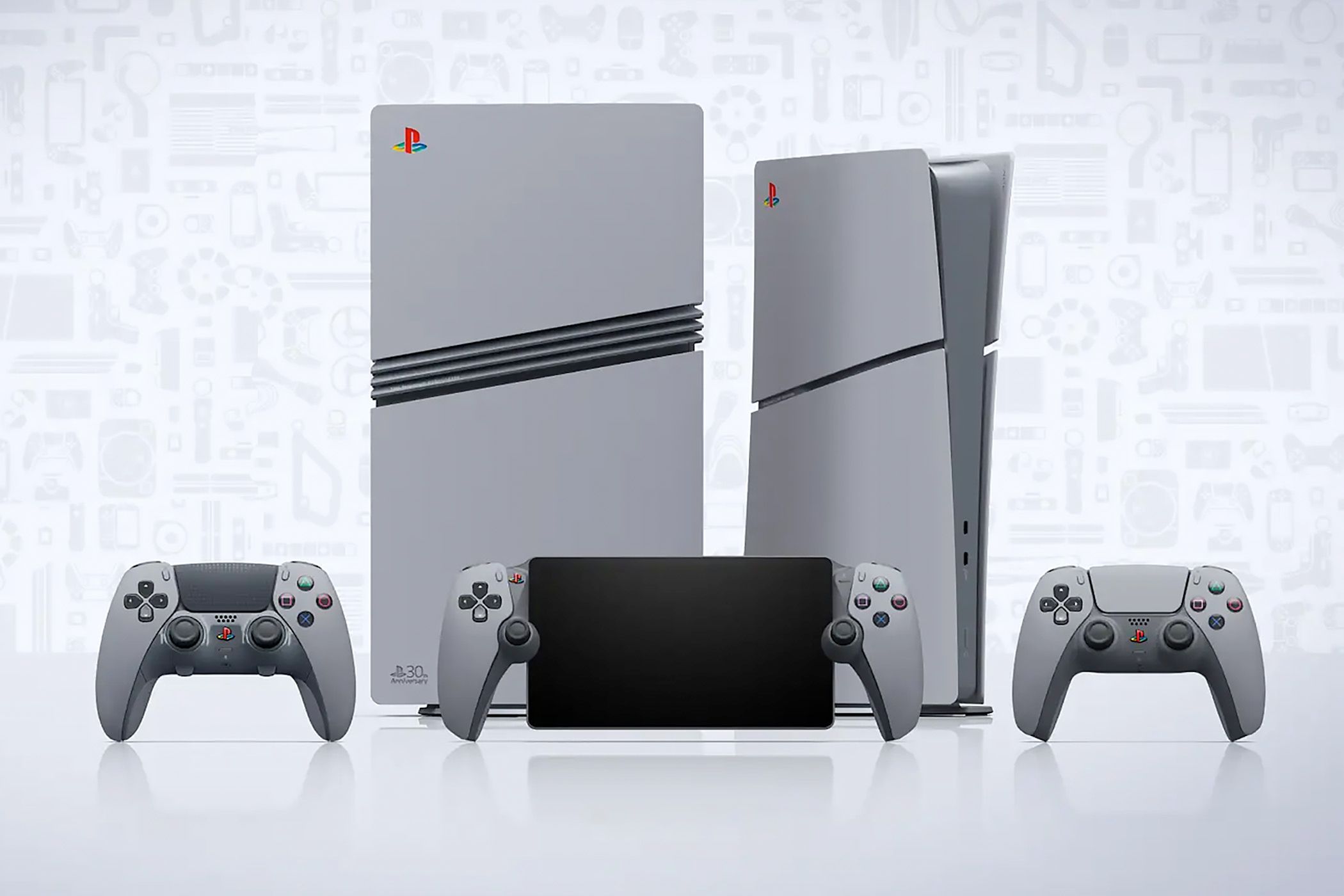 The PlayStation 30th Anniversary Collection on a patterned background.