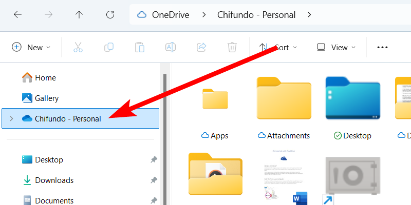 Accessing OneDrive folder on Windows.