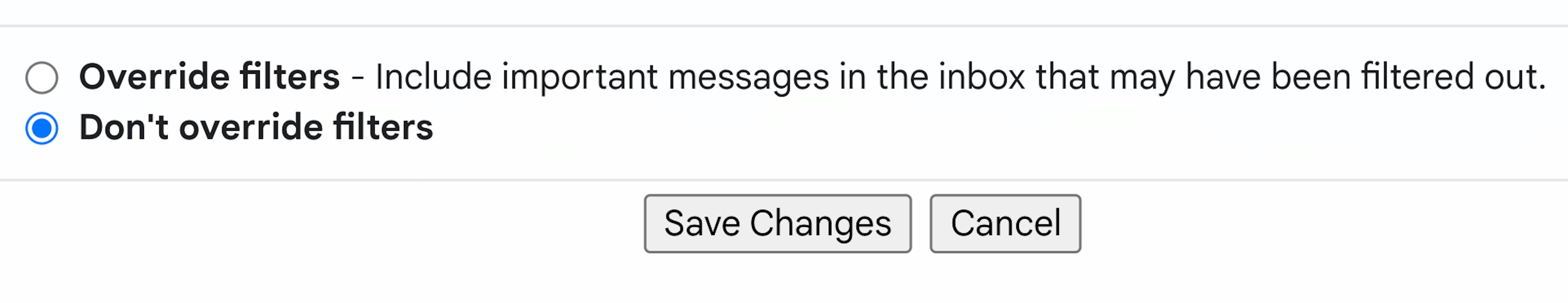 The Save Changes button in the Inbox settings menu.